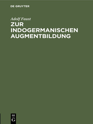 cover image of Zur indogermanischen Augmentbildung